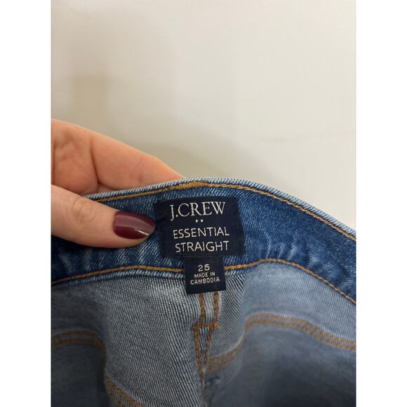 J. Crew Jeans Womens 25 Blue Essential Straight High Rise Cropped Raw Hem - Picture 3 of 5